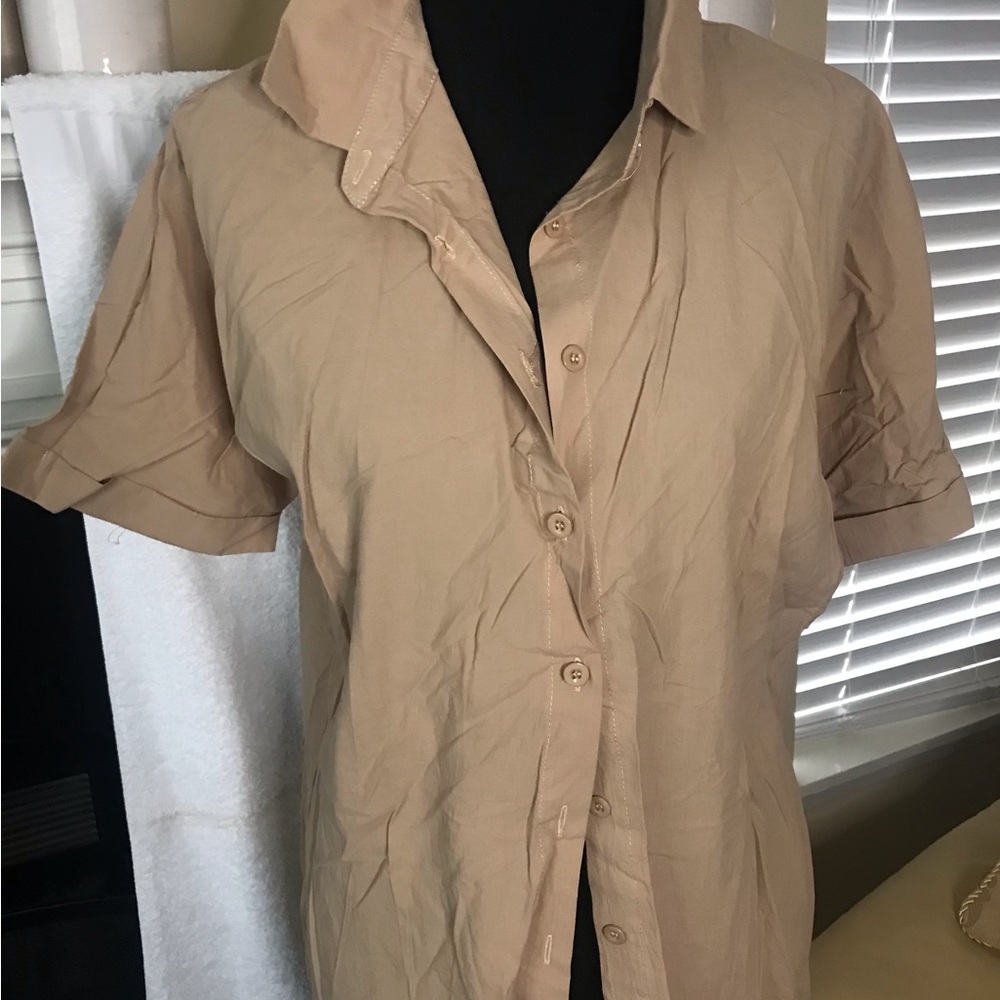 Misslook womens lightweight cotton blend linen s/s top. Size 2XL.